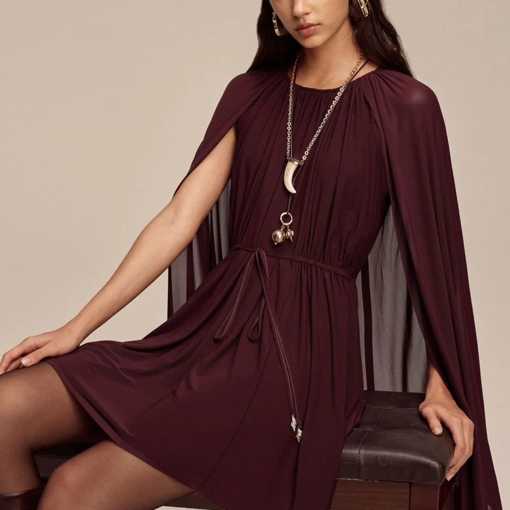 Commense Long Sleeve Burgundy Dress - Picture 4 of 5